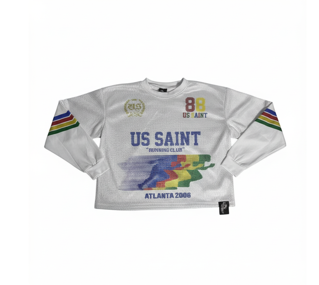 “Runners Club” OFFWHITE THERMAL LONG SLEEVE ZIPPER SHIRT