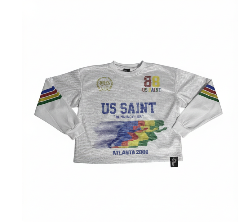 “Runners Club” OFFWHITE THERMAL LONG SLEEVE ZIPPER SHIRT